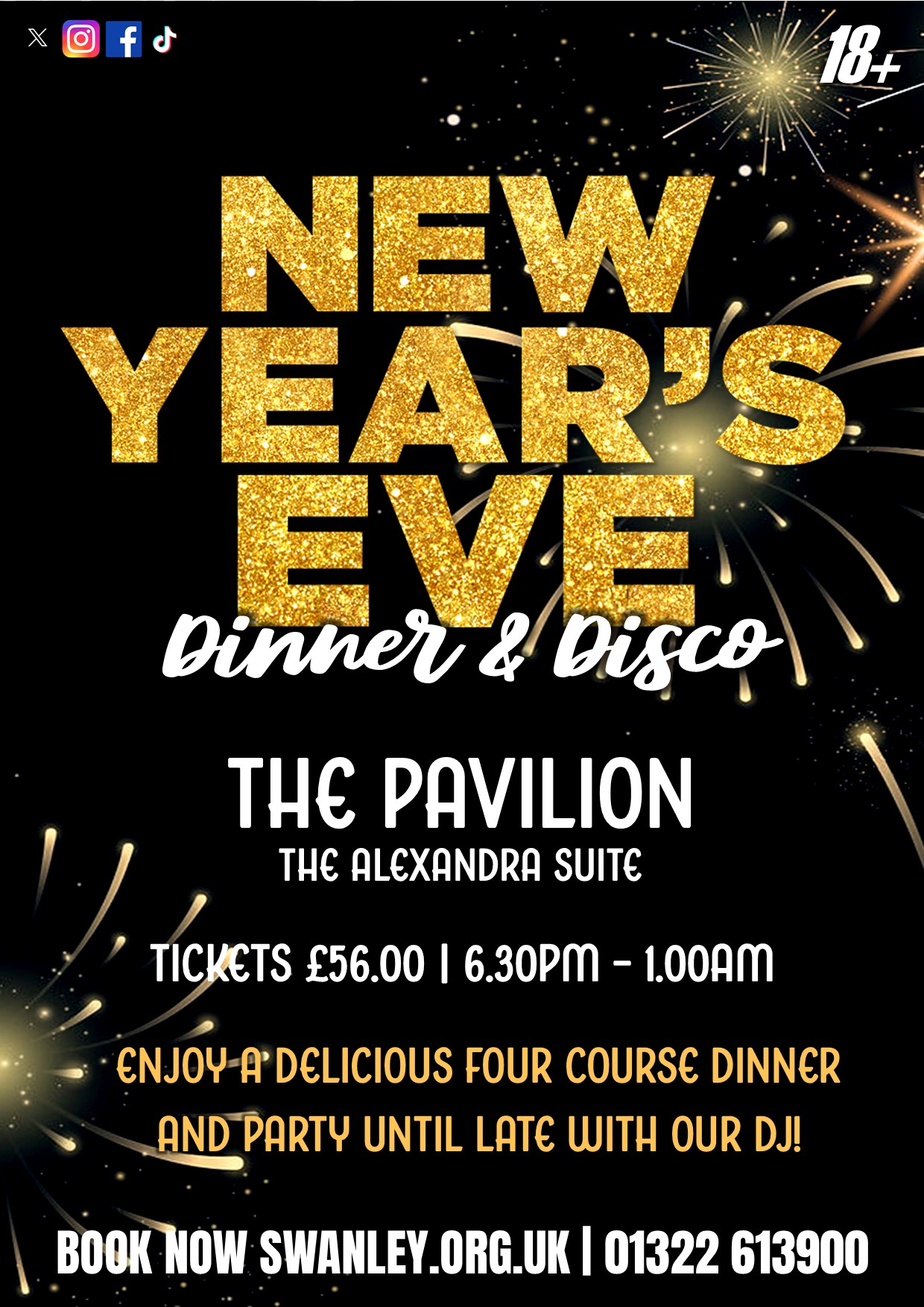 New Year's Eve Dinner & Disco - Thursday 31st December 2026
